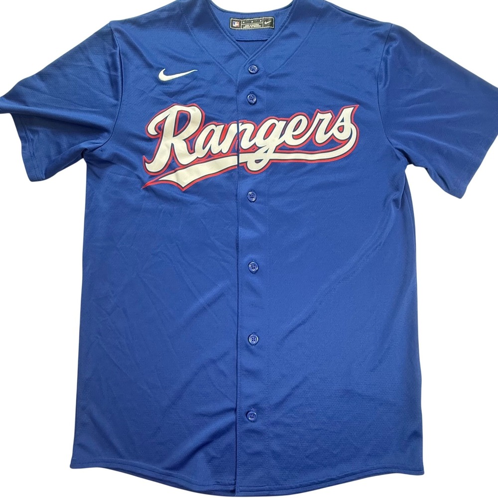 Nike Texas Rangers MLB Jersey Mens Medium Blue Alamo Resources 12 M1011459